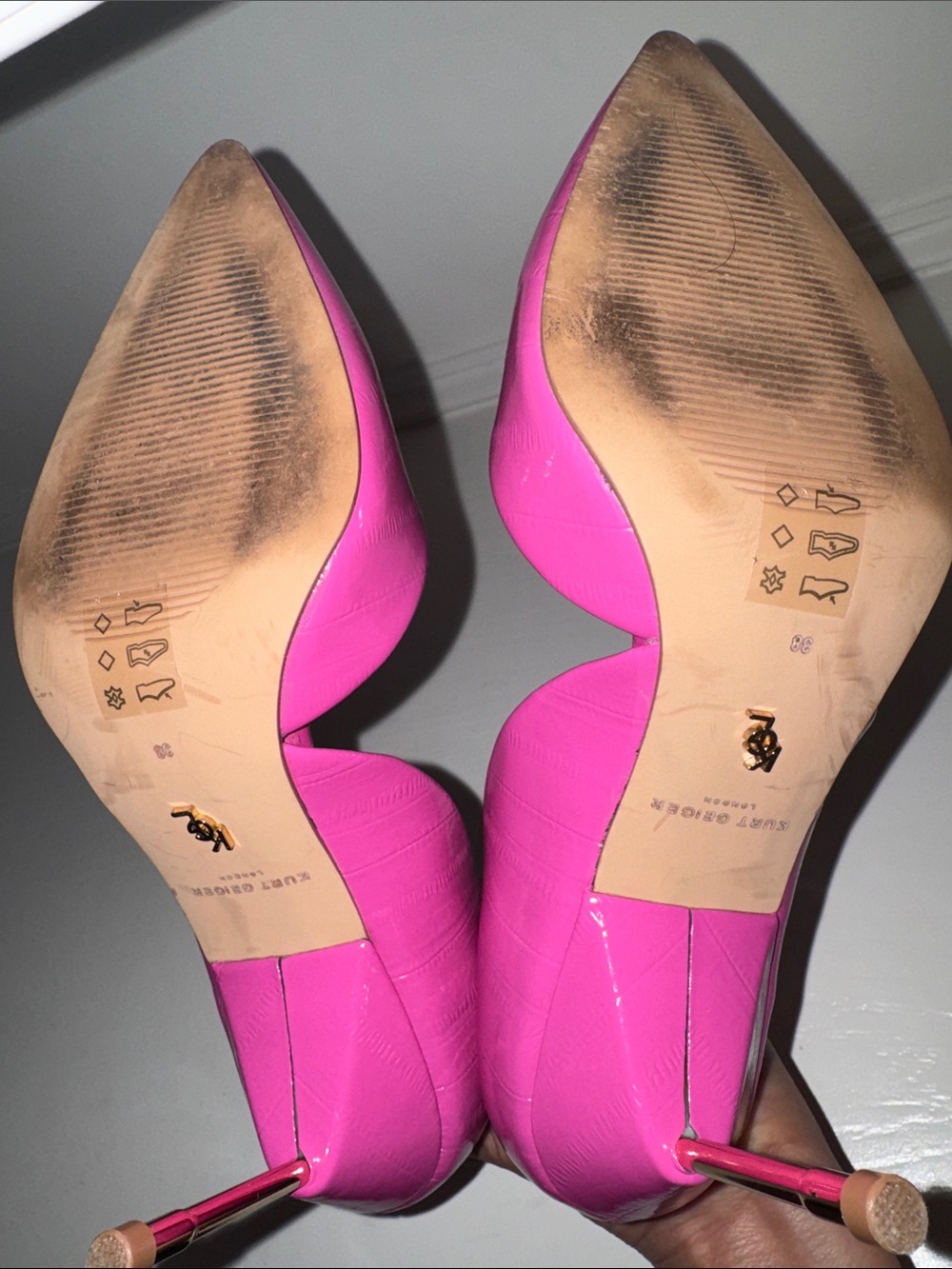 Kurt Geiger Hot Pink Patent Pointed D'Orsay Pumps - Picture 12 of 13